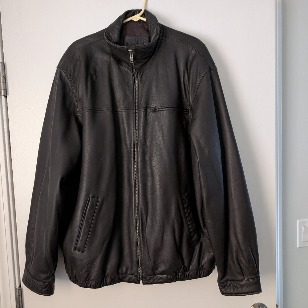 Brandini le collezioni Men's XXL brown Lamb Leather Zip Up Coat Bomber Jacket